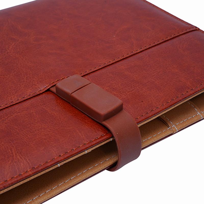 Customized Pu Leather Notebook With Usb & Closing Flap With Card Holder And Pockets